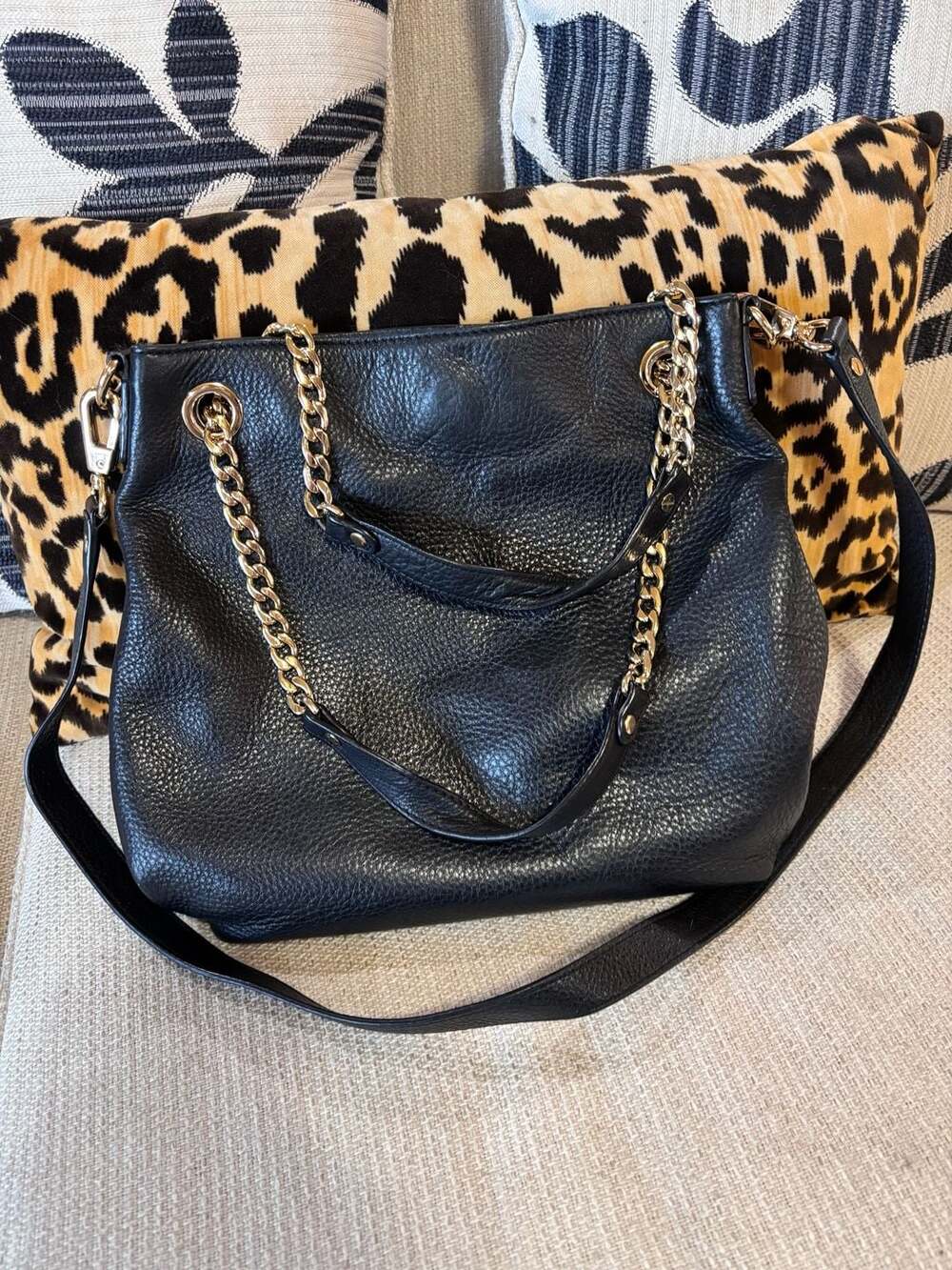 Michael Kors Black Leather Slouchy Shoulder Bag
